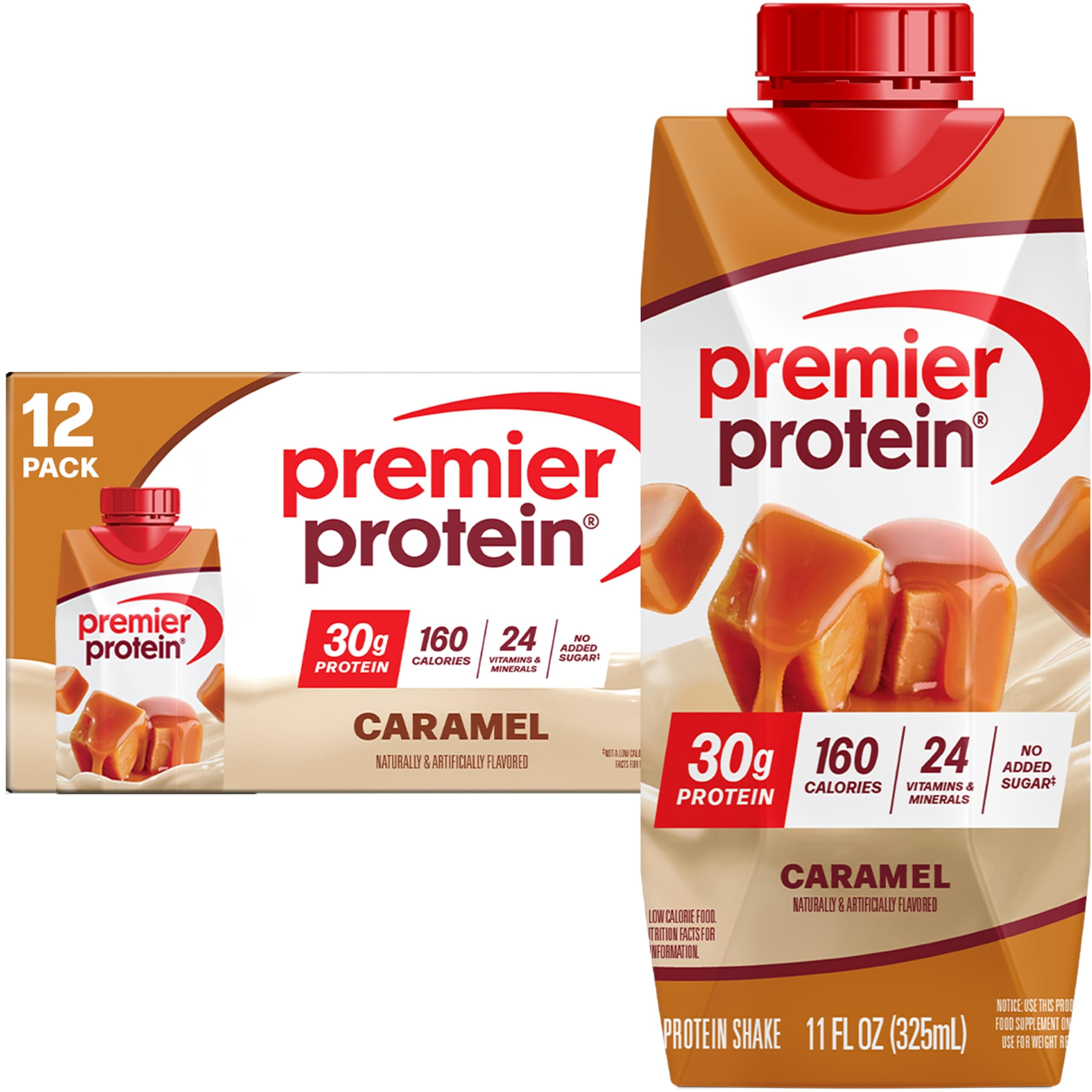 Premier Protein High Protein Shake, Caramel, 11 Fl Oz (Pack of 12)