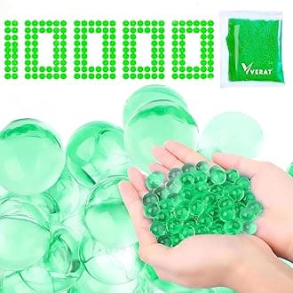 Verat 1 Packet Gel Water Balls/Water Beads/Refill Water Bead/Gel Blaster Ammo/Water Balls for Gun/Gel Balls for Kids/Gel Blaster Balls in Bottle/7-8mm Non-Toxic Water Beads Gel Guns(10000 Green)