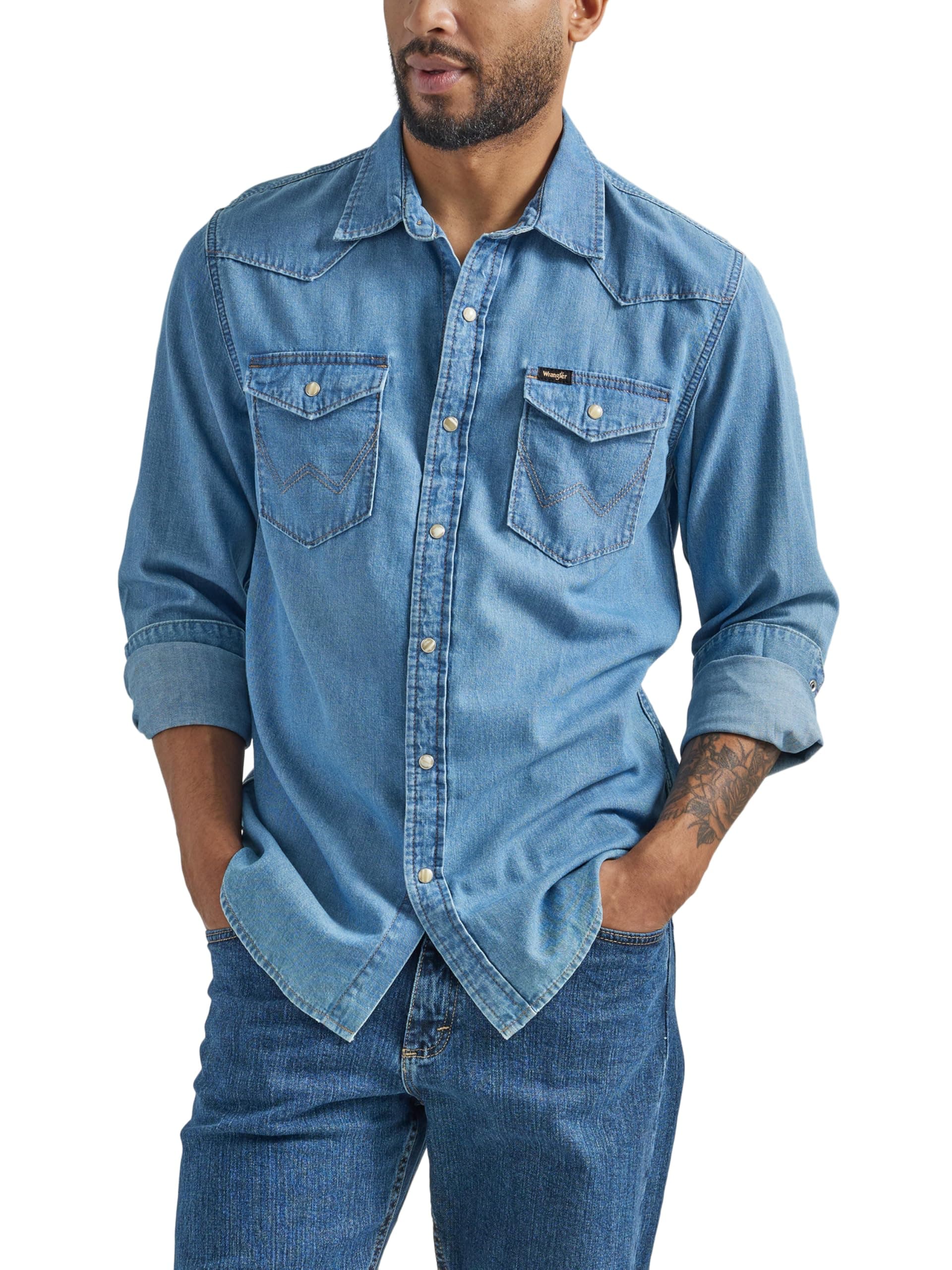 Men's Iconic Denim Regular Fit Snap Shirt