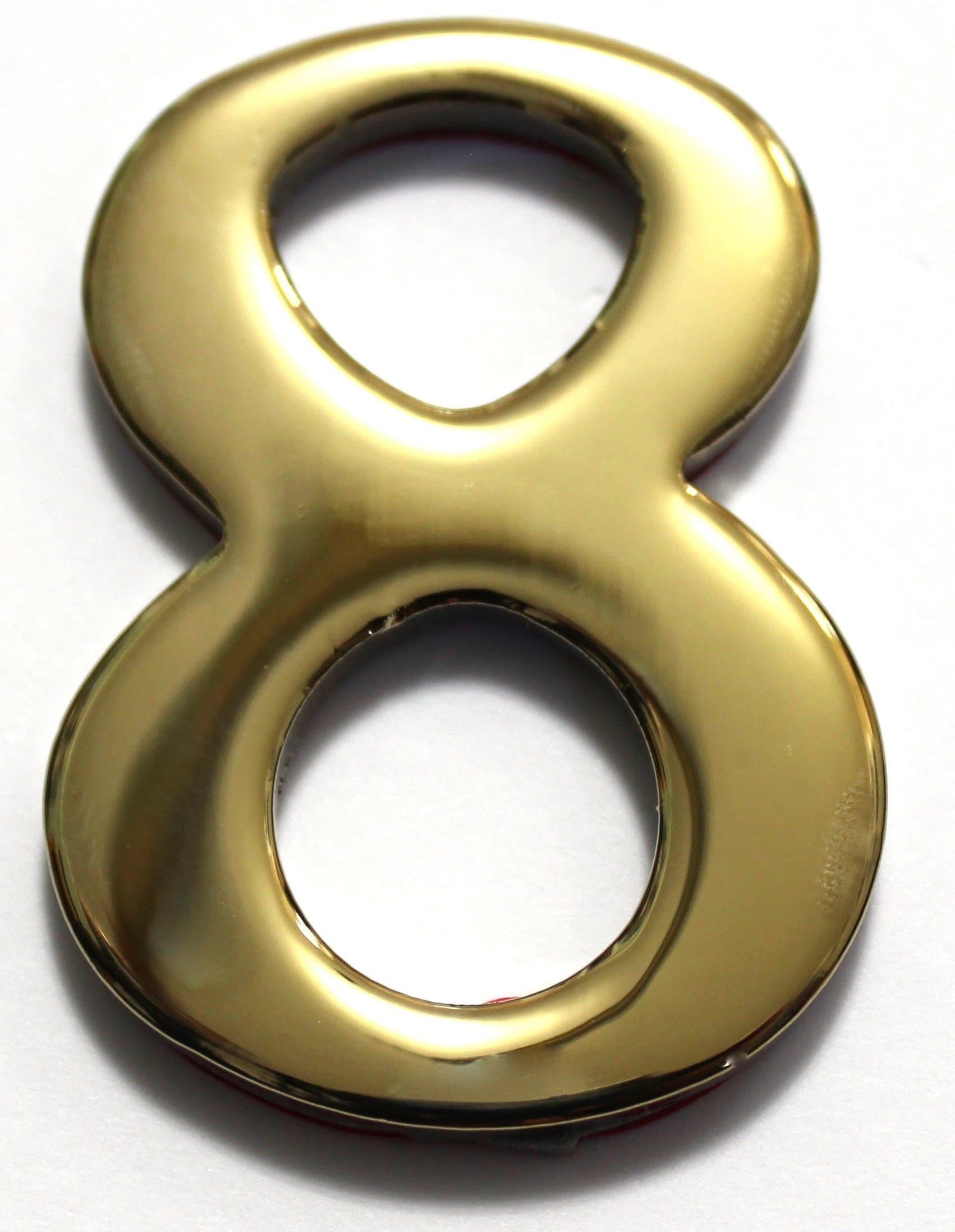 2" Solid Brass Mailbox Number #8 / Better Box Mailboxes Two Inch Tall Numbers with 3M Peel and Stick Auto Grade Adhesive - Clear Coat Sealed Weatherproof BN8