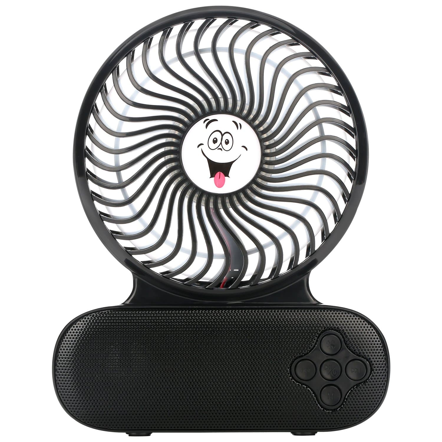 Bluetooth Speaker Fan, Mini Fan Speaker, USB Portable Fan & Bluetooth Music Player - 3 Adjustable Speed Level - with Rechargeable 2200mA Battery for Home and Travel, Black