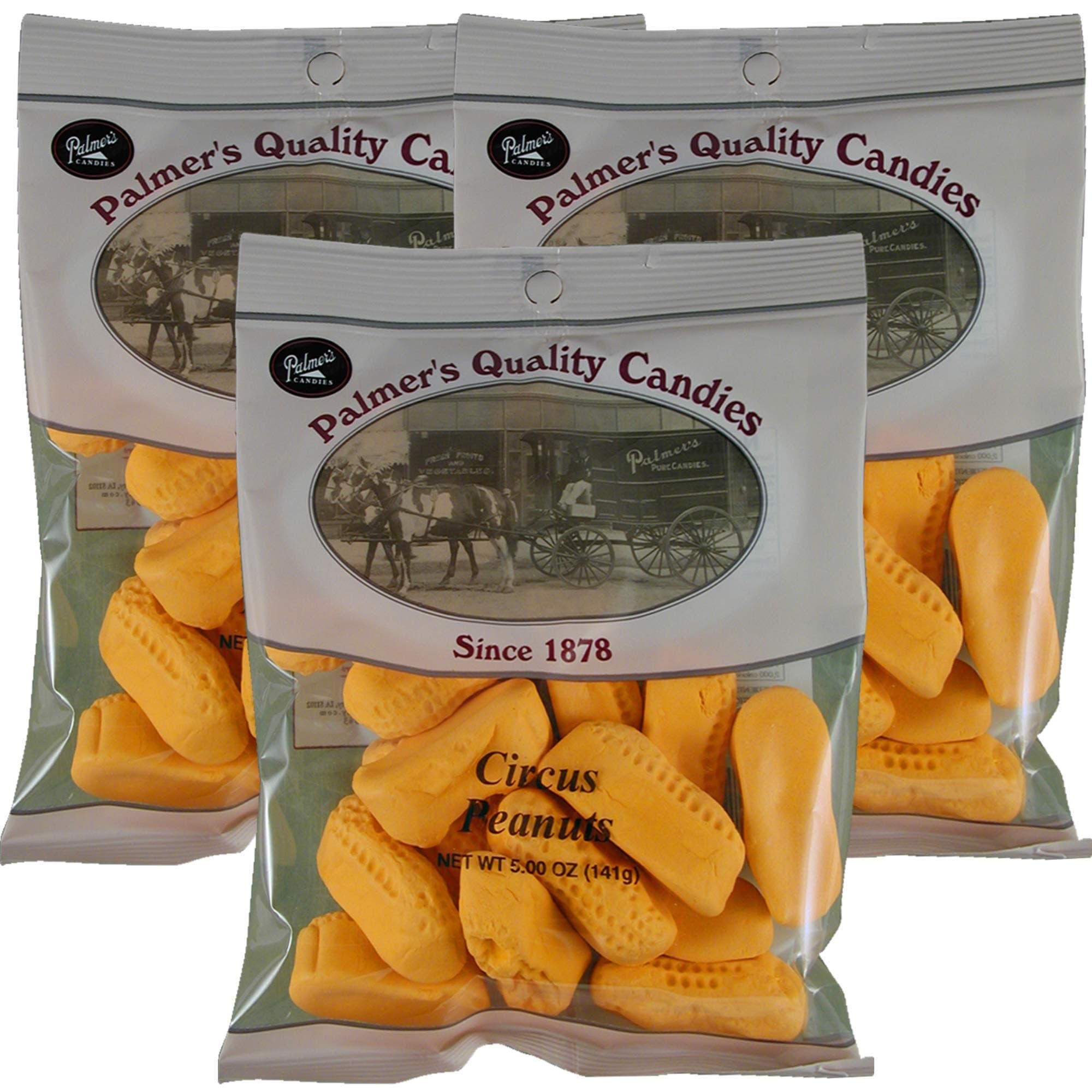 Palmers Circus Peanuts Candy - (3-Pack) - Old Fashioned Chewy Orange Marshmallow Candies