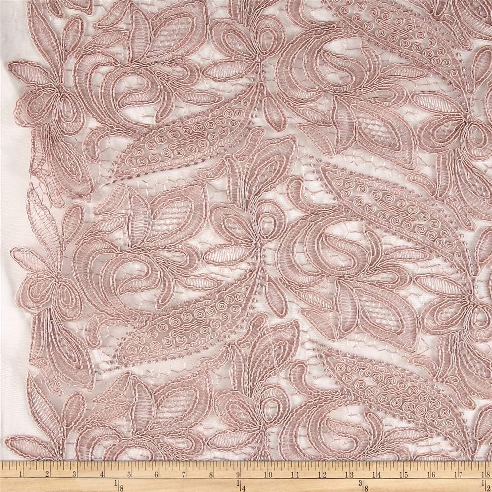 Unique Quality Fabrics Starlight Mesh Lace Creation Fabric by The Yard, Blush