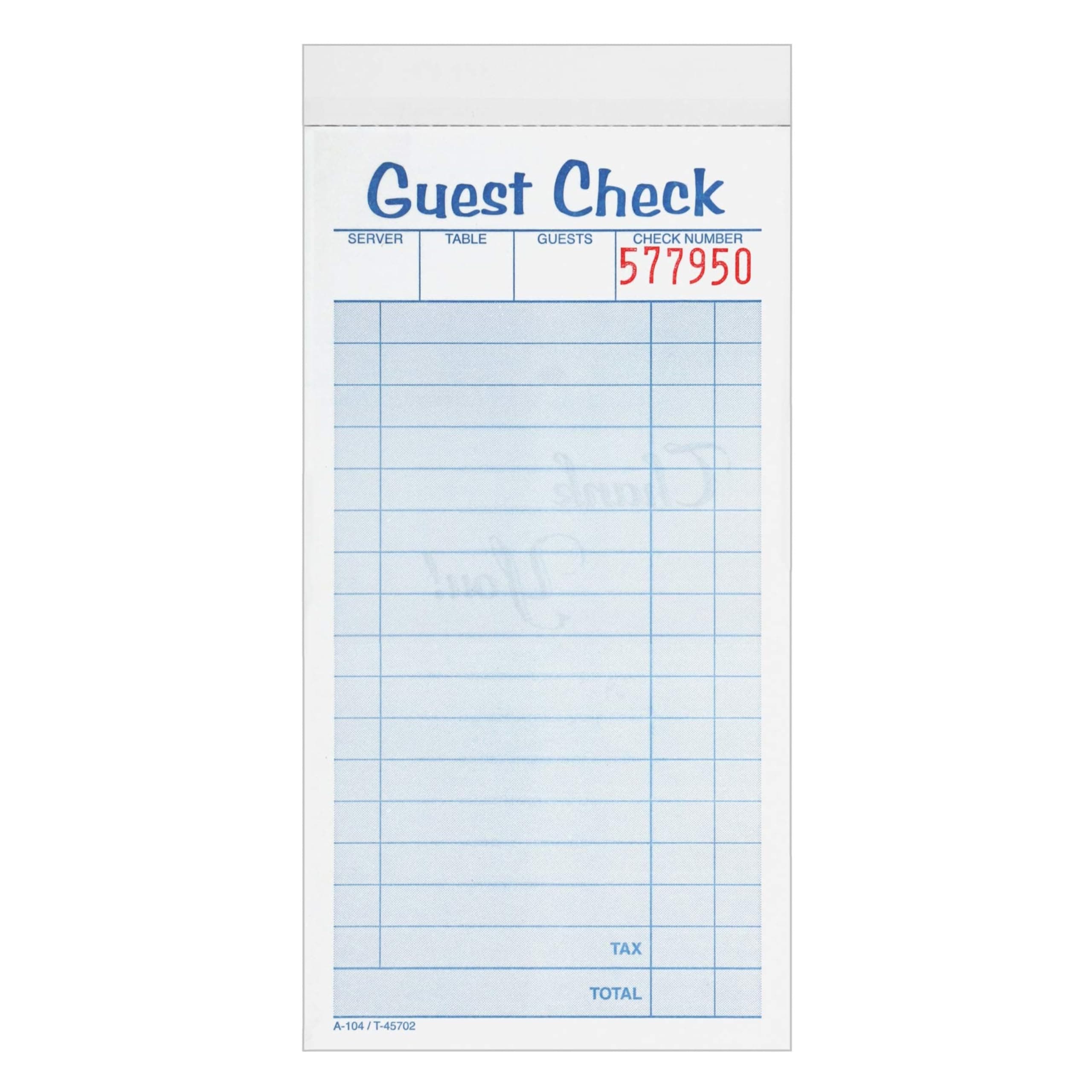Adams Guest Check Pads, 2-Part, Carbonless, White/Canary, 3-3/8" x 6-3/8", 50 Sets per Pad, 10 Pack (104-50SW)