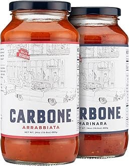Carbone Pasta Sauce VARIETY PACK of Marinara & Arrabbiata | Tomato Sauce Made with Fresh & All-Natural Ingredients | Non GMO, Vegan, Gluten Free, Low Carb Pasta Sauce | 24 Fl Oz (Pack of 2)