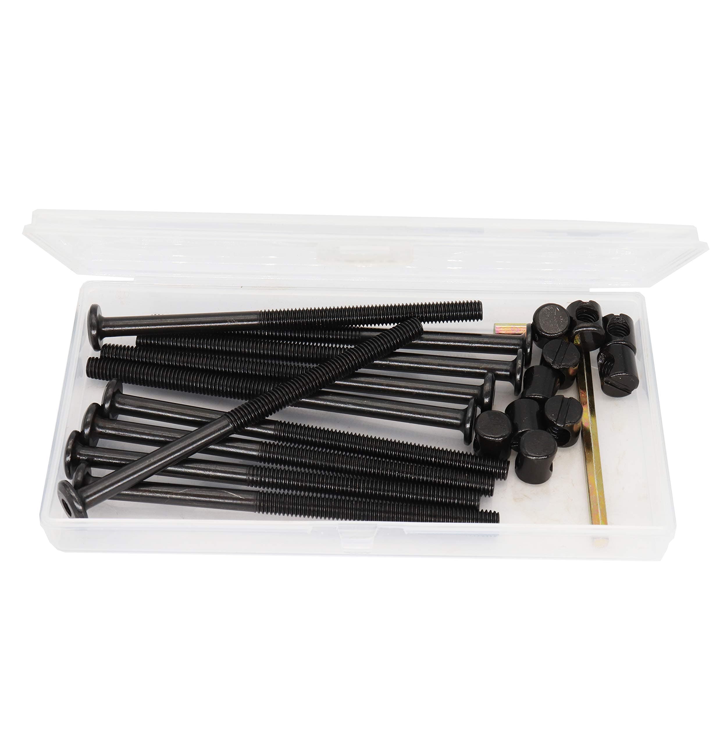 cSeao10-Pack M6 100mm Black Socket Cap Screws Barrel Nuts Set for Furniture Crib Chairs Bunk Bed (M6x100mm)