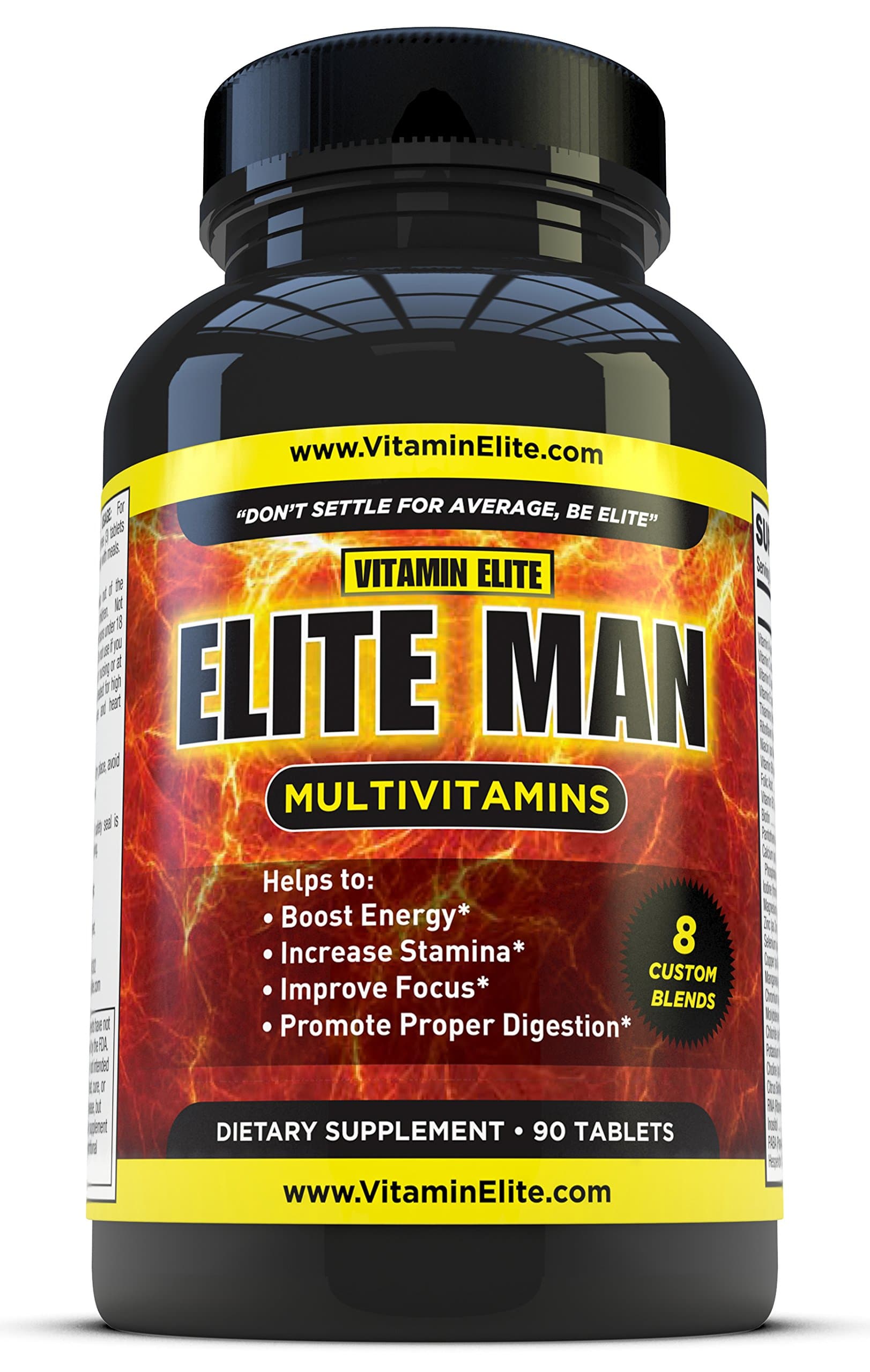 Elite Man Multivitamins - Advanced Multivitamin for Men Formula Helps Boost Energy & Enhance Focus - 90 Tablets