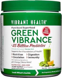 15 Servings: Vibrant Health - Green Vibrance, A Comprehensive, Restorative, Advanced Daily Superfood + Vegan D3, 15 Servings