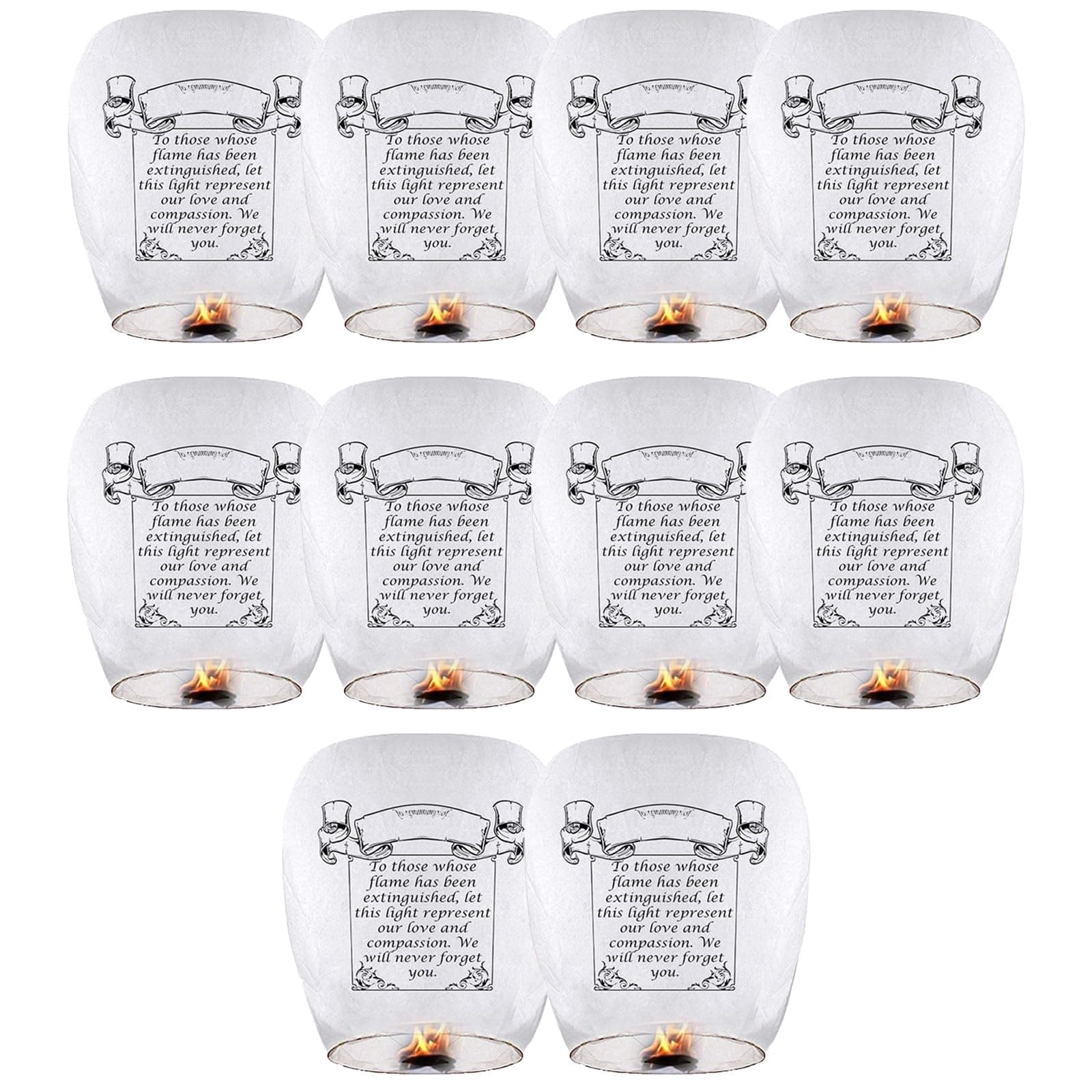 Sky Chinese Lanterns 10 Pack Sky Lanterns to Release in Memory, Love White Color Large Memorial Paper Lanterns Birthday Wedding Funeral Christmas to Make Wishes (White)