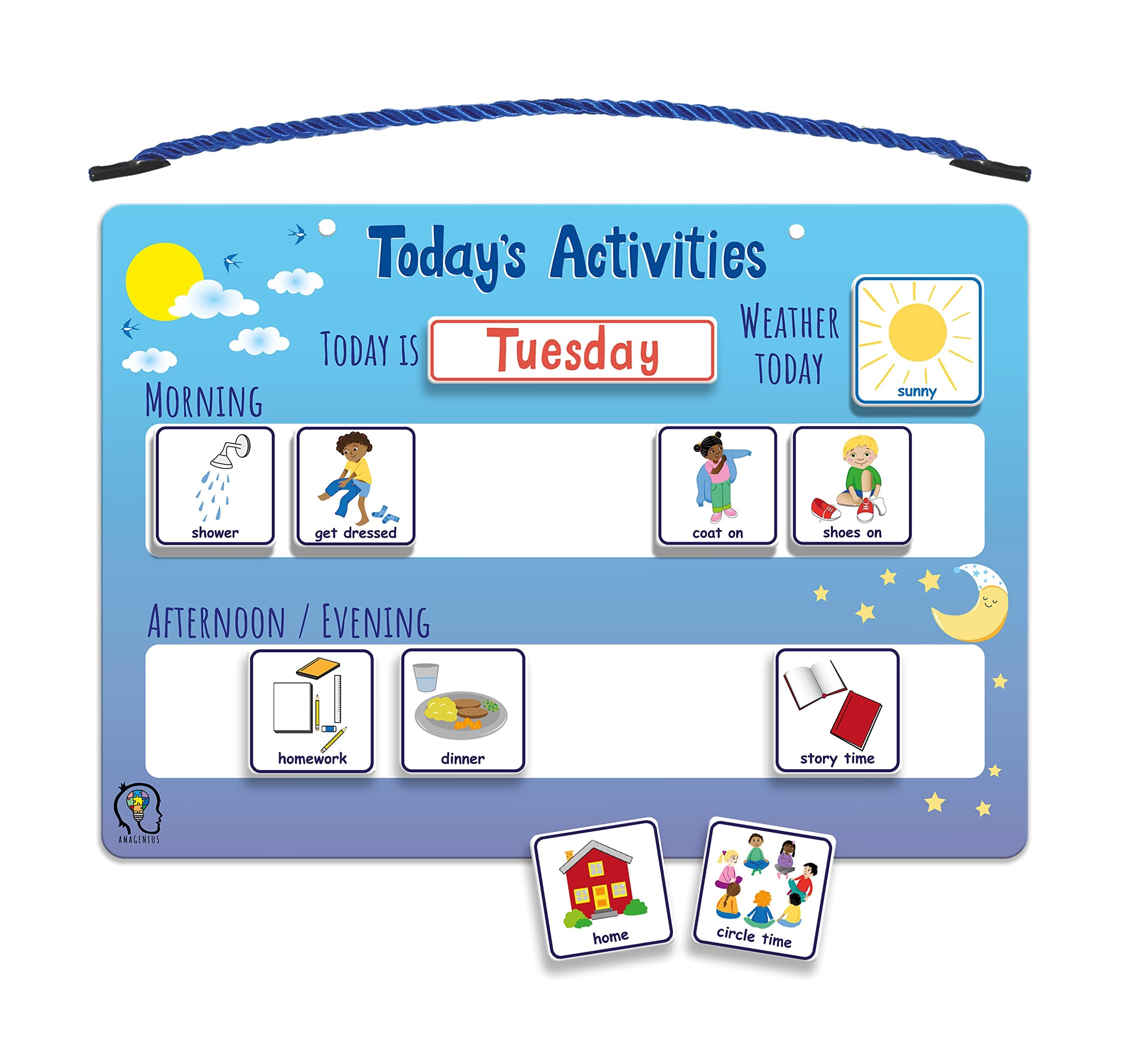 Amagenius Today's Activities Daily Routine Visual Time Table Magnetic Tile Chart for Children