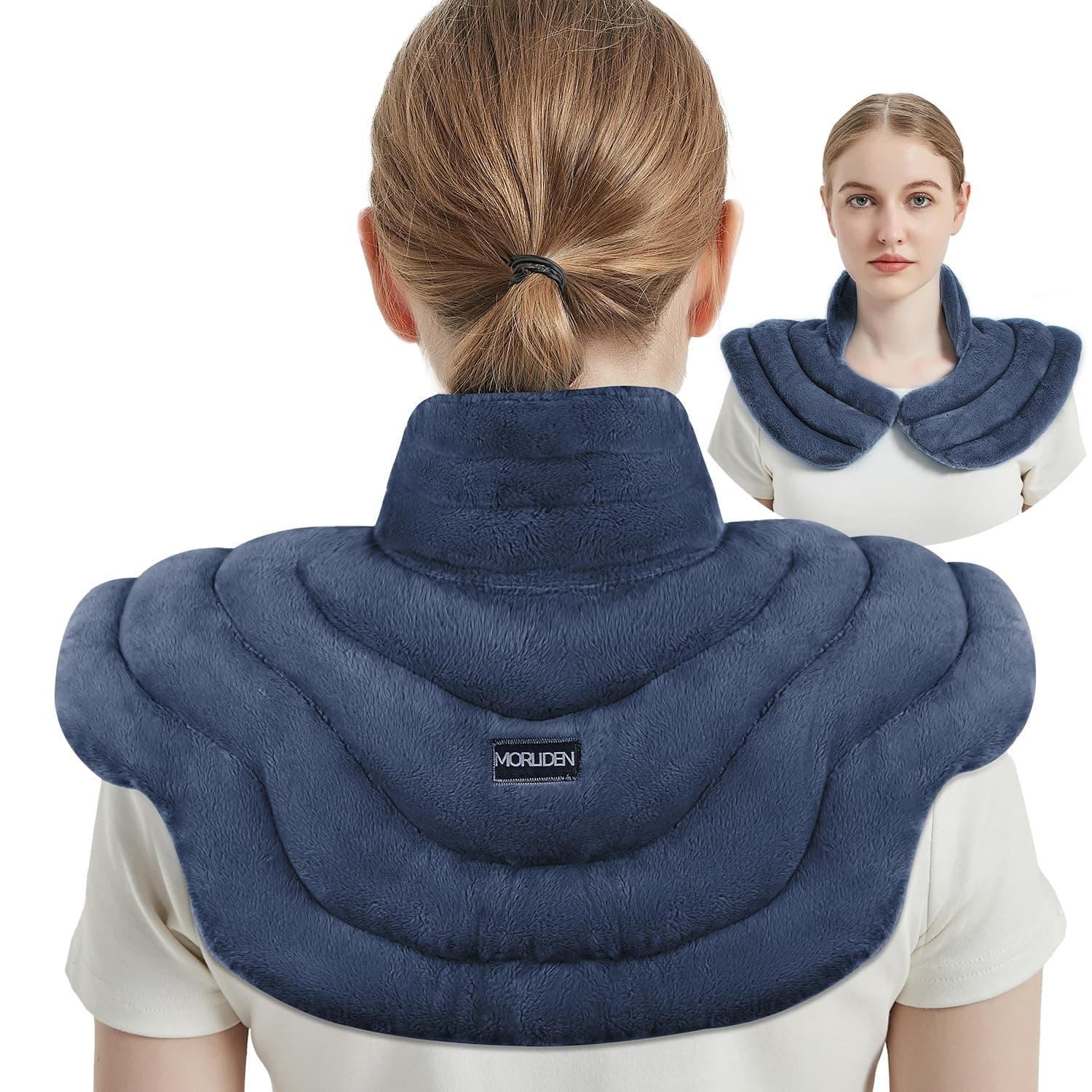 Neck Heating Pad Microwavable for Shoulders, Warmer Wrap Microwave Heating Pad for Neck and Shoulders for Pain Relief (Navy Blue)