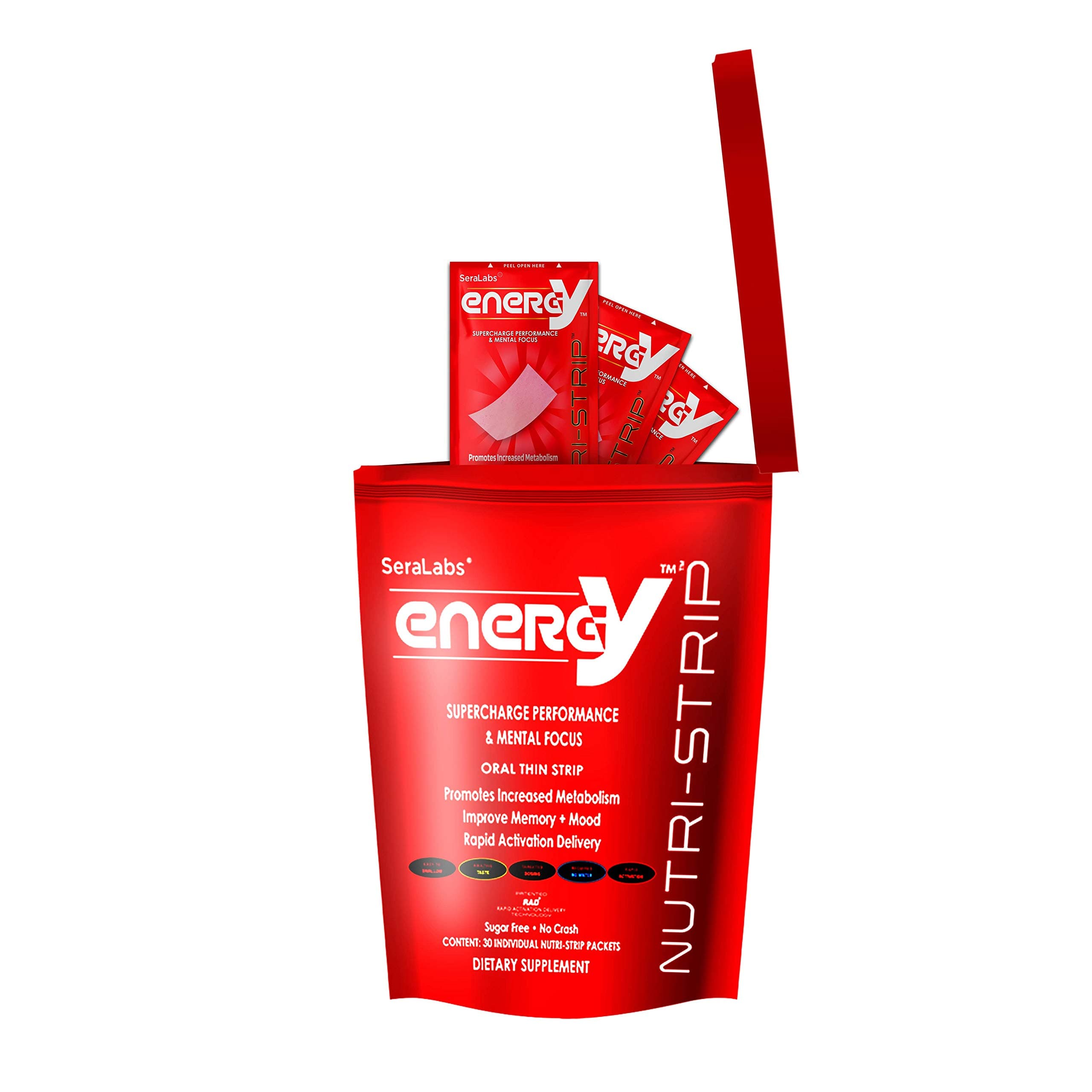 Nutri-Strips Energy Boost Rapid Activation Delivery Oral Strips (Pack of 30)