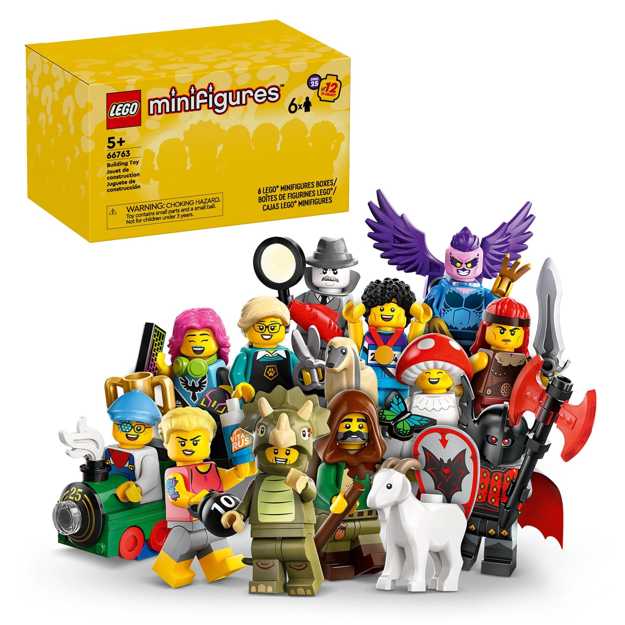 LEGO Minifigures Series 25 6 Pack, Mystery Blind Box, includes 6 Surprise Minifigures, Collectible Gift for Boys, Girls and Kids Ages 5 and Up, 66763