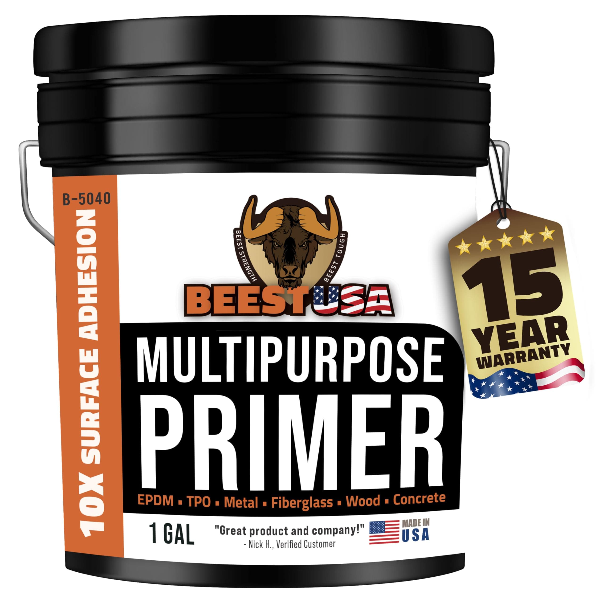 BEEST Multi-Purpose Primer - Gray, 1 Gallon Covers up to 250 Sq Ft| Liquid Rubber Deck Coating - Elastomeric Roof Coating - Water-Based, High-Adhesion Bonding Primer for Concrete, Metal, Wood, TPO