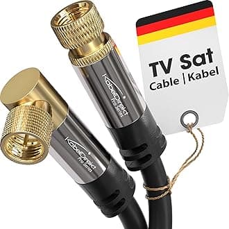 KabelDirekt – SAT Cable – Coaxial, Internet & Satellite TV/Aerial Cable, F-Connector – Designed in Germany – 90° angled/straight – 3m (Radio, DVB-T2/DVB-C/DVB-S2 – black)
