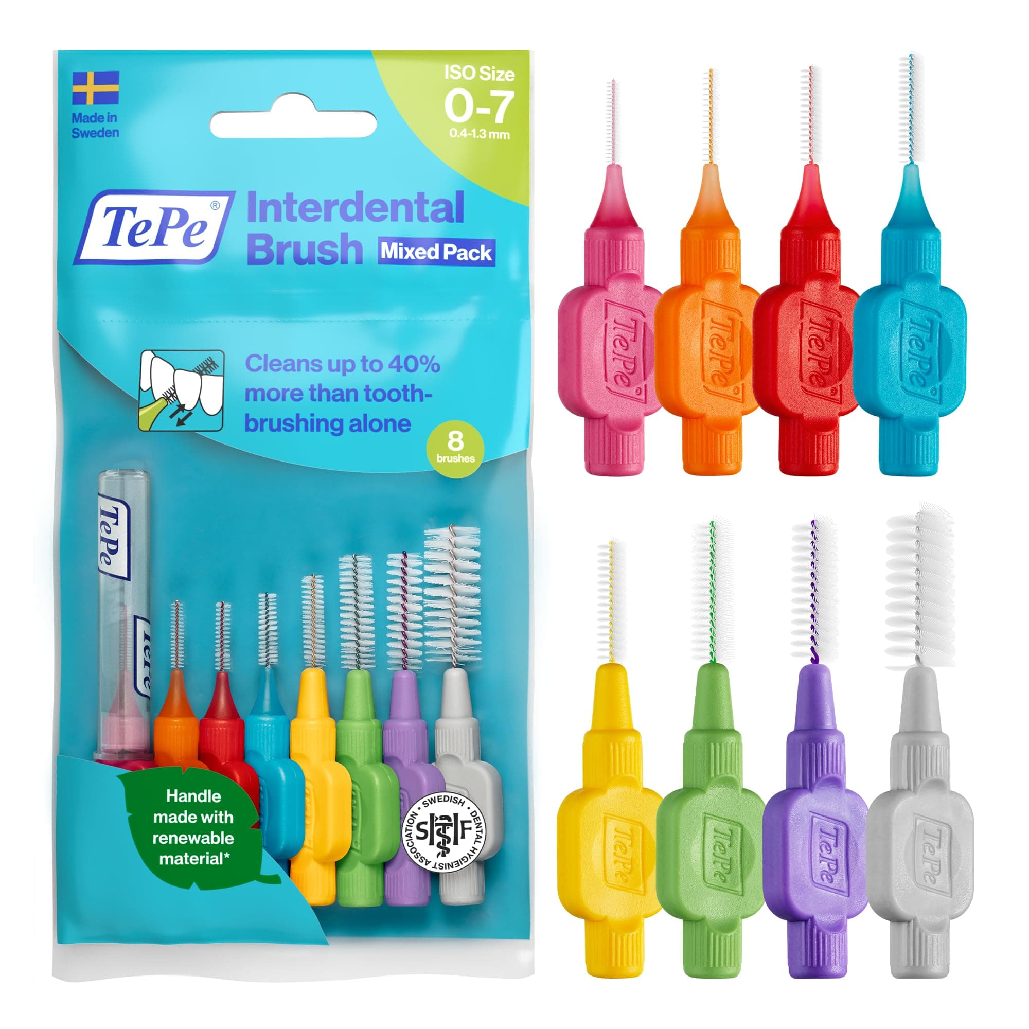 Interdental Brush - Mixed 8 Sizes (8 Pieces/Packet)