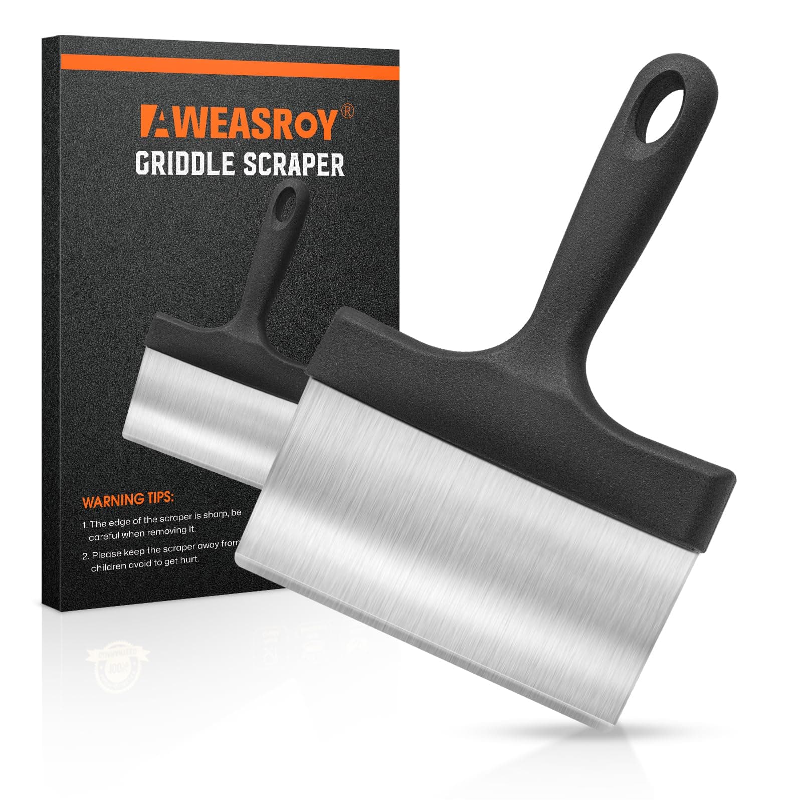 Heavy Duty Grill Scraper Stainless Steel Griddle Scraper with 12.7cm Handle,Sturdy Food Scraper Tool Kitchen Blackstone Grill Accessories,Outdoor Barbecue Turners Tools