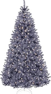 Best Choice Products 6ft Pre-Lit Charcoal Gray Christmas Tree, Full Artificial Holiday Decoration w/ 947 Branch Tips, 250 Lights, Foldable Base