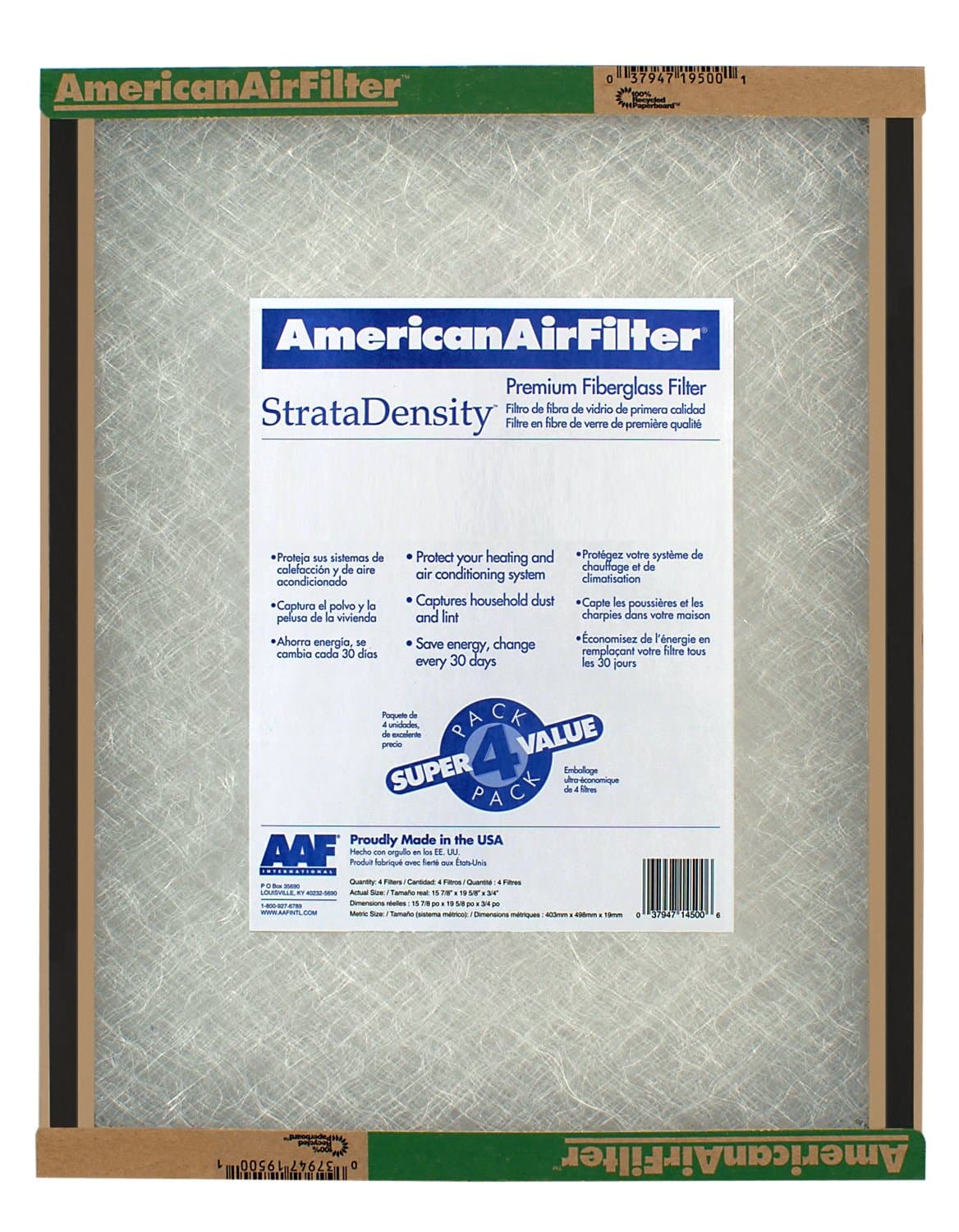 American Air Filter Disposable Panel 16 x 25 x 1 - Case of 12