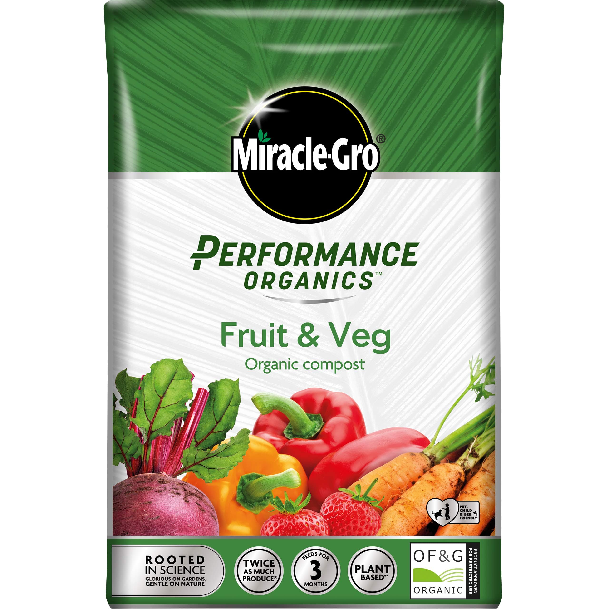 Miracle-Gro Performance Organic, Fruit & Vegetable Compost - 40 Litre Bag