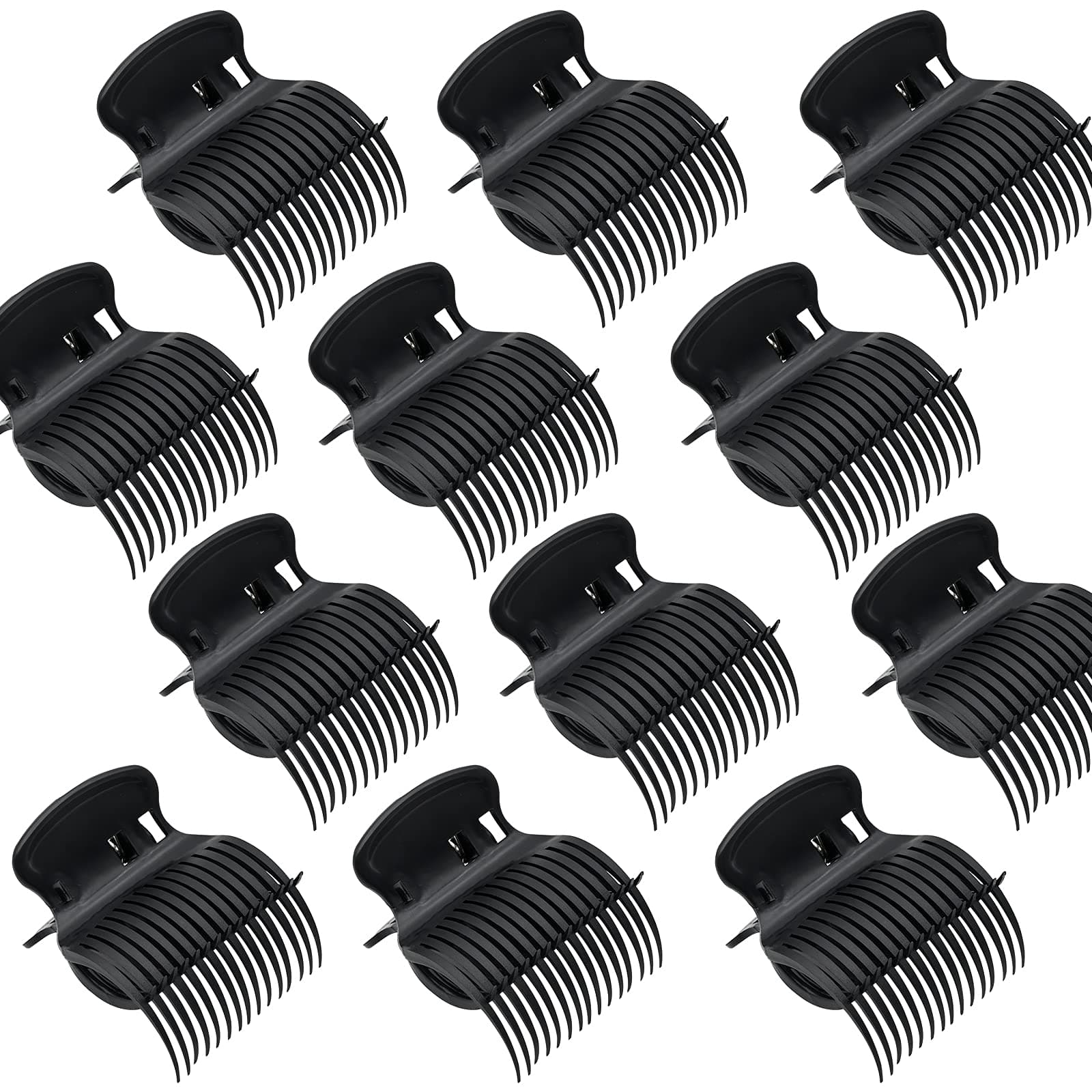 12 Pcs Hot Roller Claw Clips, Plastic Perm Insulation Hair Styling Clips With Heat Resistance for Women Girls Salon Section Styling (Black)