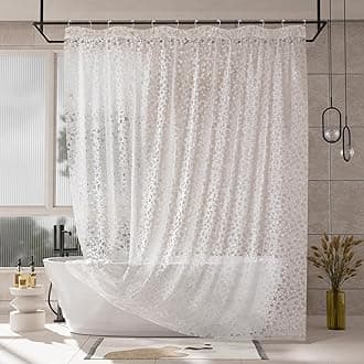 Heavy Duty Shower Curtain Liner, 100% EVA Clear Shower Curtain and Liner 2-in-1, 72x72 Luxury Plastic Weighted Bathroom Cobble Shower Liner, 12 Rustproof Grommets & 3 Heavyweight Stones