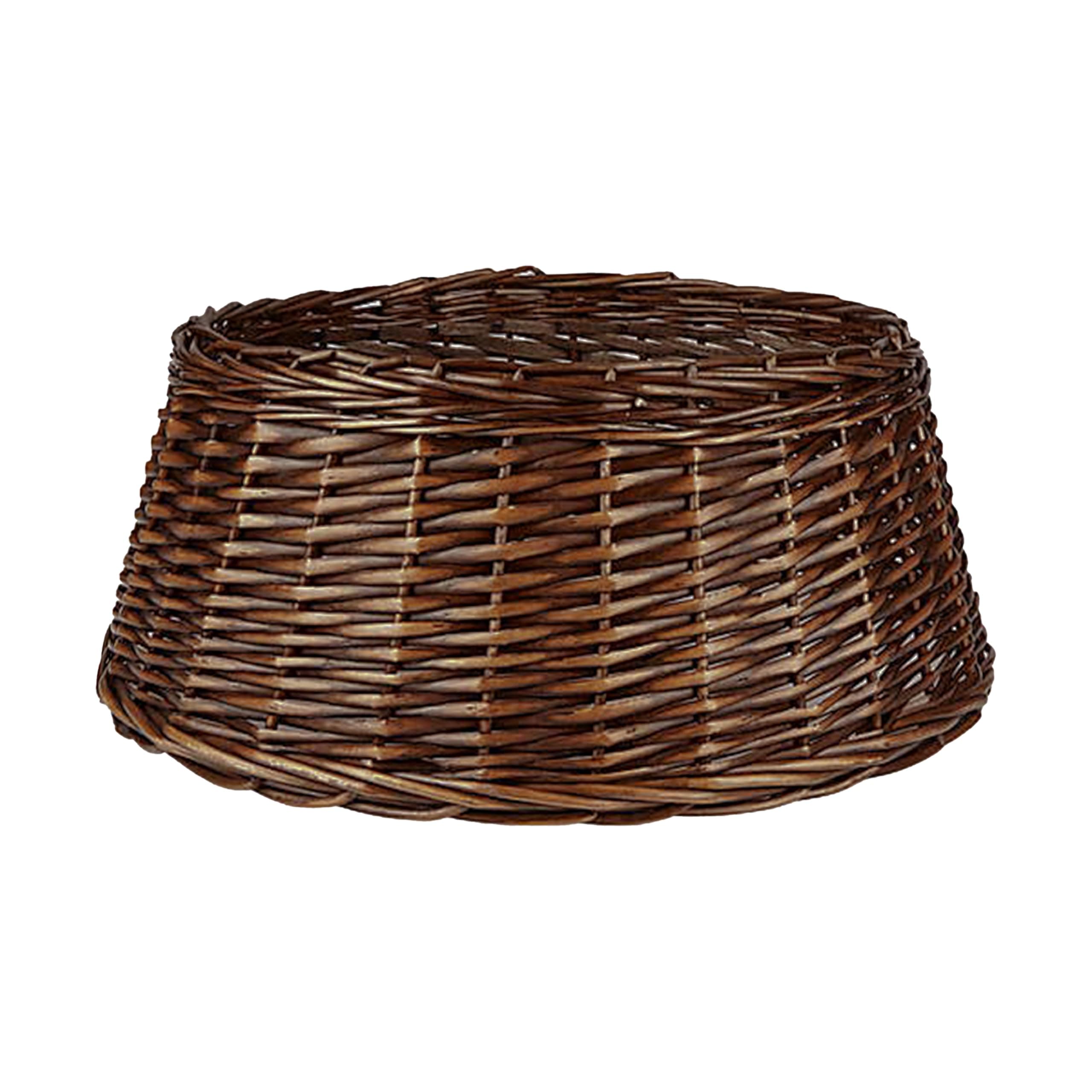 ナチュラルウィッカークリスマスツリースカートクリスマススタンドカバークリスマスデコレーションバスケット(ブラウン、ミディアム)