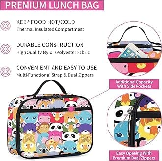 rickyh style Lunch Box with Padded Liner, Spacious Insulated Lunch Bag Durable Thermal Lunch Cooler Pack with Strap for Men Women Boys Girls Adults School Sports Beach Picnic Work Camp,2 Pocket