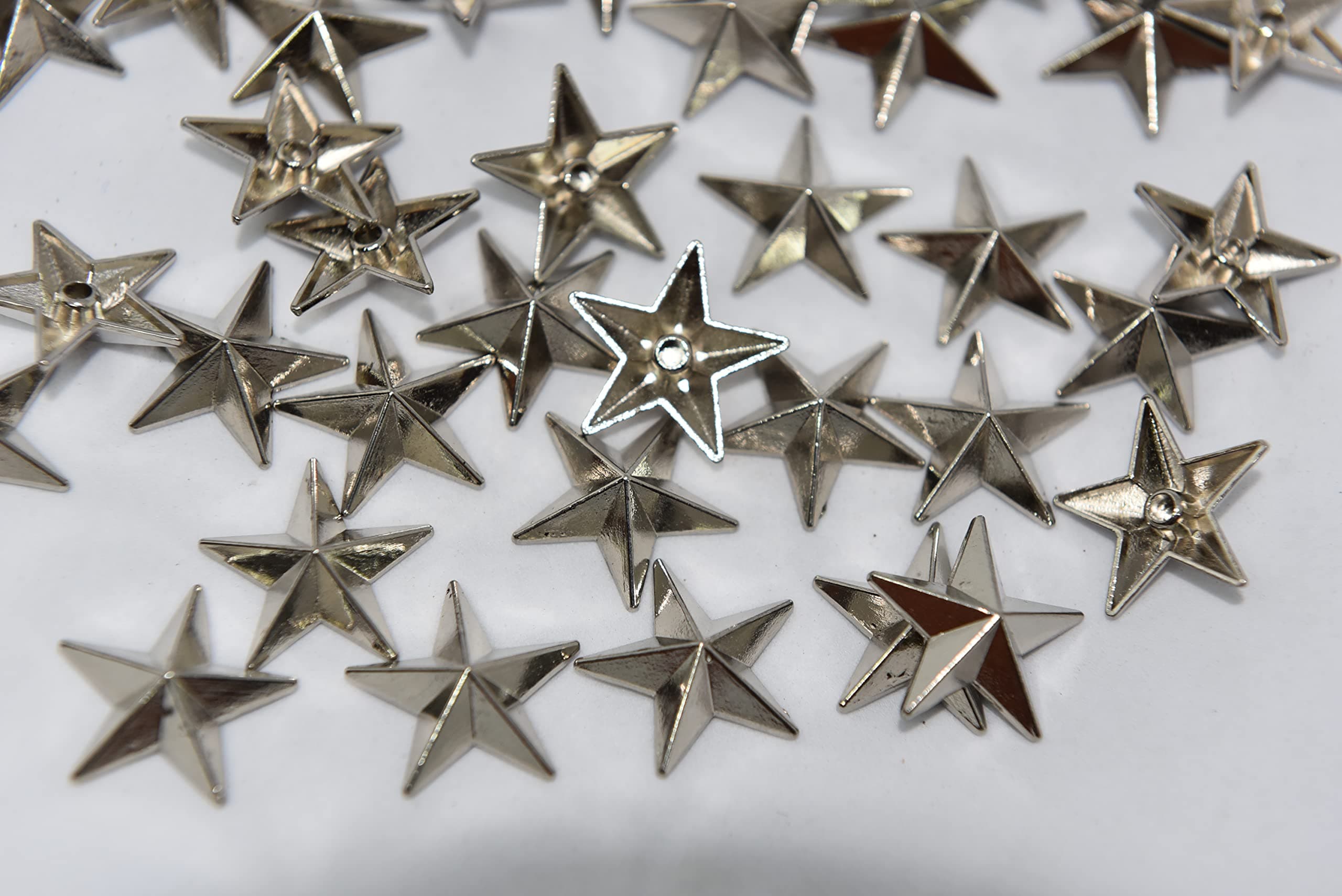 Asiatic Silver Star Shape Non-SEW Fancy Rivets/Studs/Buttons for Jeans/Bags/Purse/Jackets/Belts/Shoes/Costume Design/Decorative Studs/DIY Items (Pack of 20, 28mm)