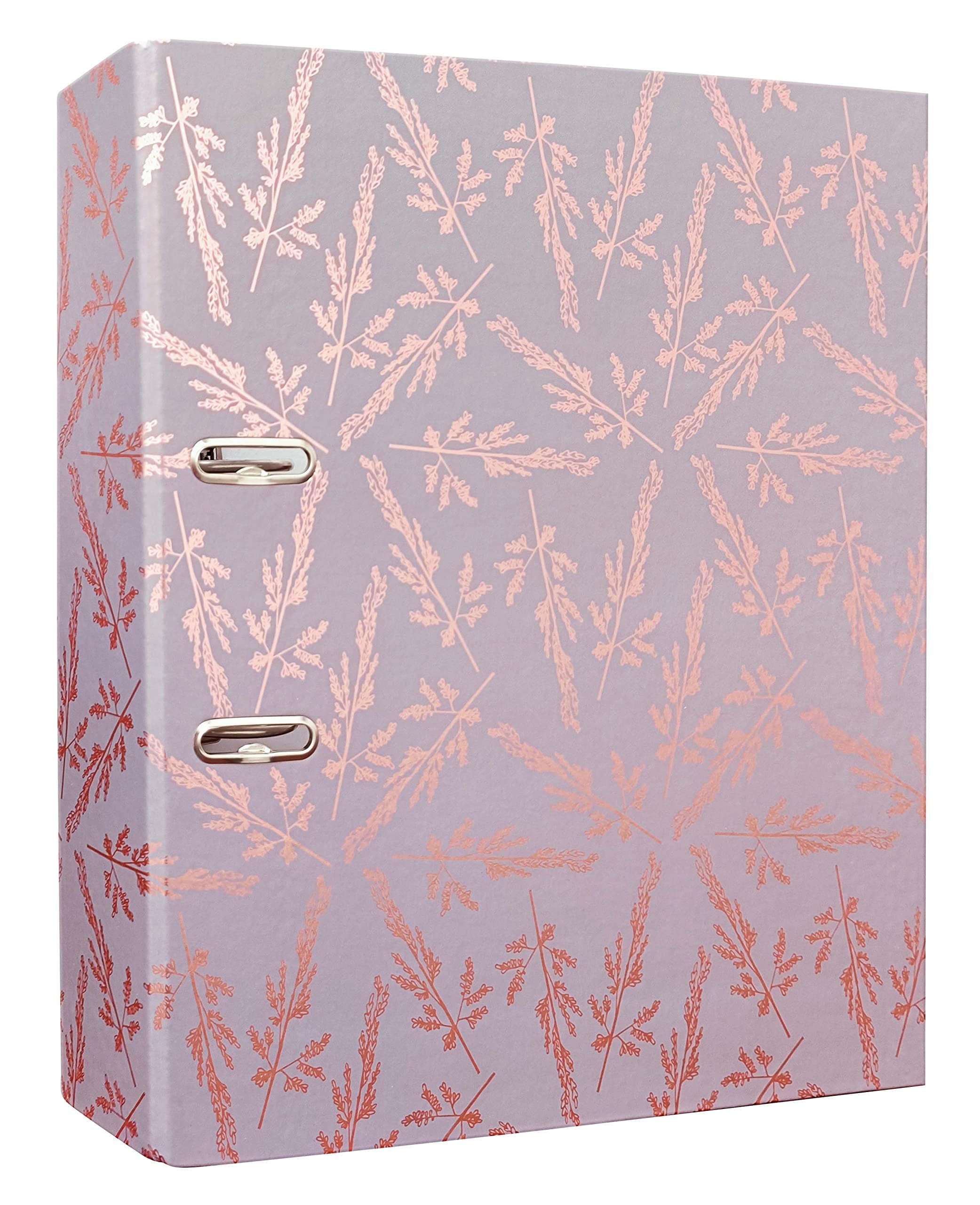 Interdruk Lever Arch File A4 75 mm - Metallic Design - Rose Gold Flowers