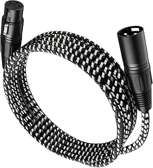 XLR Cable, 6 ft XLR Male to Female Balanced Microphone Cord 3 PIN, 6ft Short Mic Cord Compatible with Shure SM Microphone, Behringer, Speaker Systems, Stage Lighting and More(1 Pack)