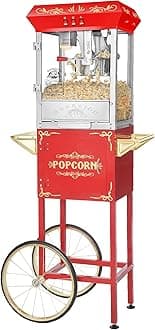 Popcorn Machine with Cart, Makes Approximately 3 Gallons Per Batch (8 oz, Red)