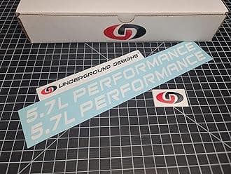 5.7L Performance Decals (2-Pack) Hemi V8 Hood Fender Racing Stickers Fits 2005+ Challenger Charger Ram Durango R/T 300C (Gloss White, 3/4" H x 11.5" L)