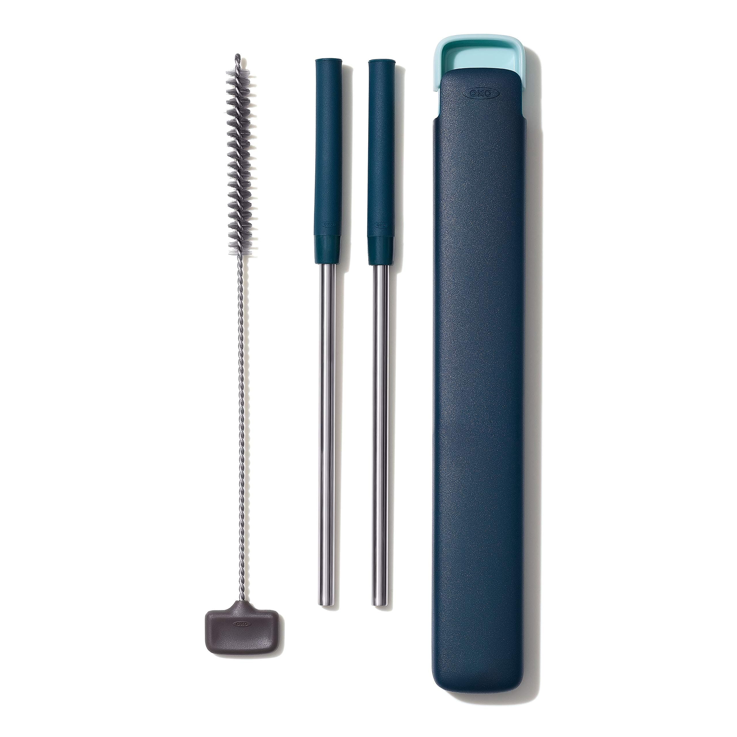 Good Grips 4-Piece Reusable Extendable Straw Set, Blue/Green, 10.5 inches