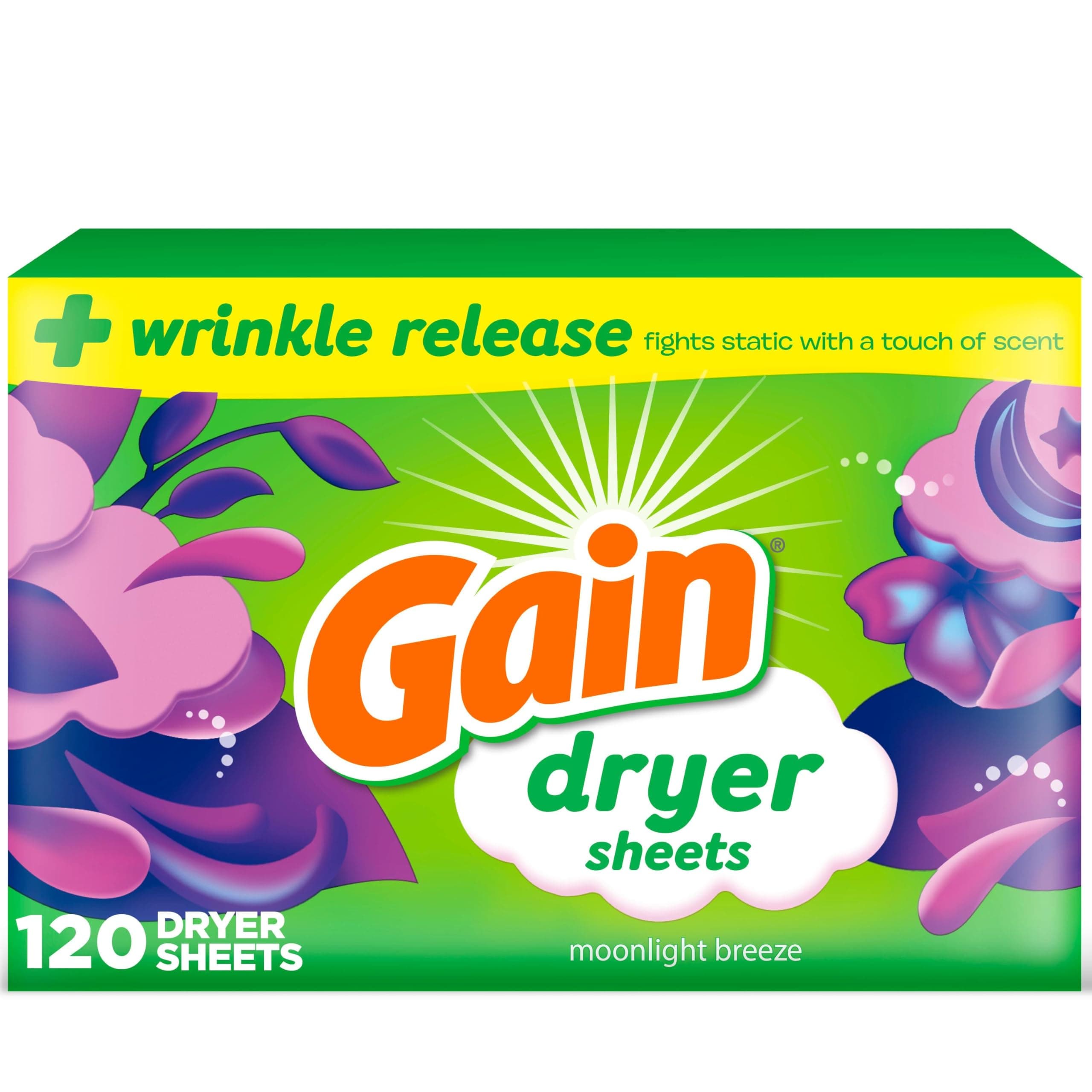 Gain Dryer Flexible Sheets, Moonlight Breeze, 120 Sheets