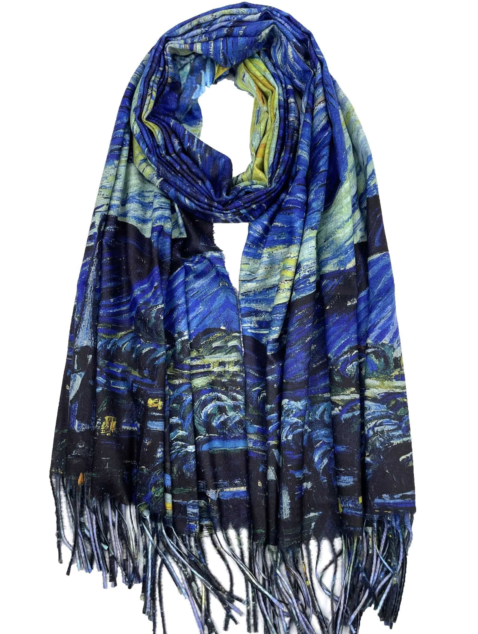 Reversible Scarf Soft Large Shawl Wrap Blanket Double Sided Art Print Warm Pashmina Stoles Klimt Van Gogh Gifts