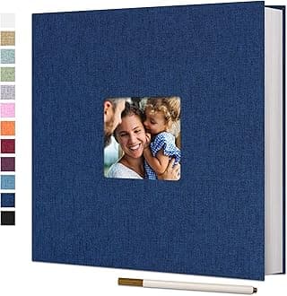 Vienrose Large Photo Album Self Adhesive for 4x6 8x10 Pictures Scrapbook Album DIY 60 Blank Pages with A Metallic Pen