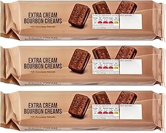 Premium Extra Cream Bourbon Creams, Chocolate Flavoured Biscuits - Set of 3 x 165g Packs