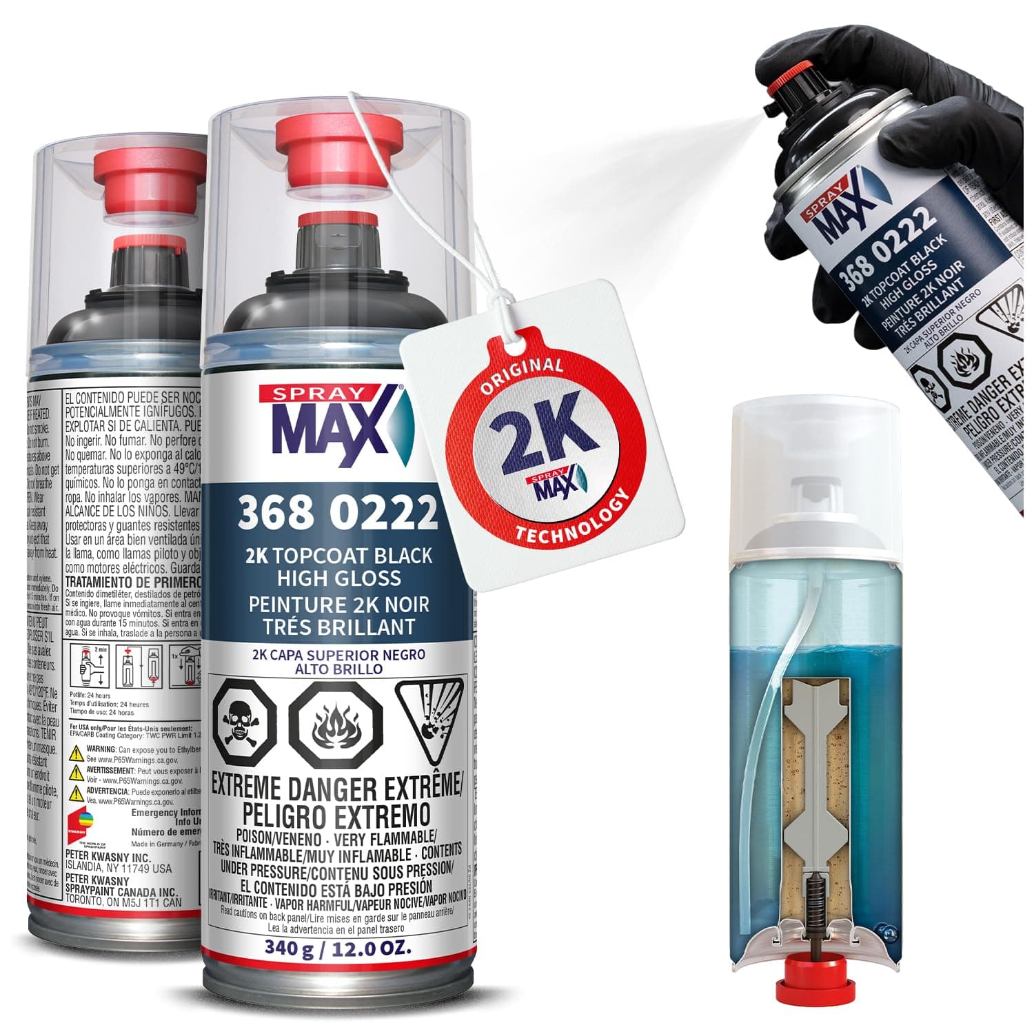 Spray max 3680222, DTM Topcoat Black High Gloss