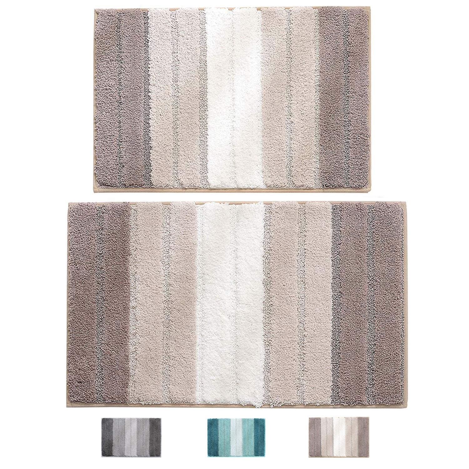 wovwvool Bathroom Rugs Plush mat Polyester Microfiber Non-Slip,Soft,Absorbent and Machine (20“×32” and 18“×26” Brown)