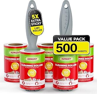 Lint Rollers for Pet Hair Extra Sticky, 500 Sheets Mega Value Set Roller with 2 Upgraded Handles, 5 Portable Remover Clothes, Furniture, Carpet, Dog & Cat Removal