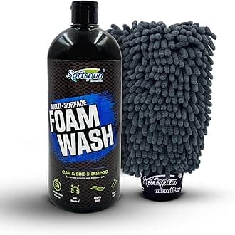 SOFTSPUN Microfiber 1Ltr Car & Bike pH Neutral Premium Liquid Shampoo+1700gsm 1pc Double Side Glove Grey Combo | Extra Suds Removes Tough Dirt & Grime | Works with Bucket & Foam Cannon