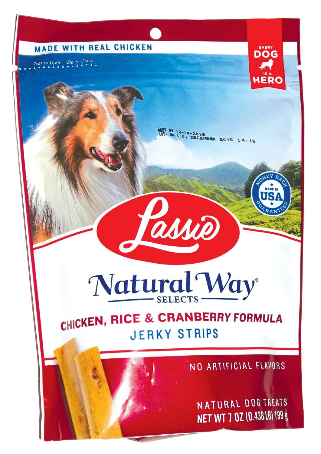 Lassie Chicken, Rice & Cranberry Formula Jerky Strips Net Wt. 7 Oz. (199 G)