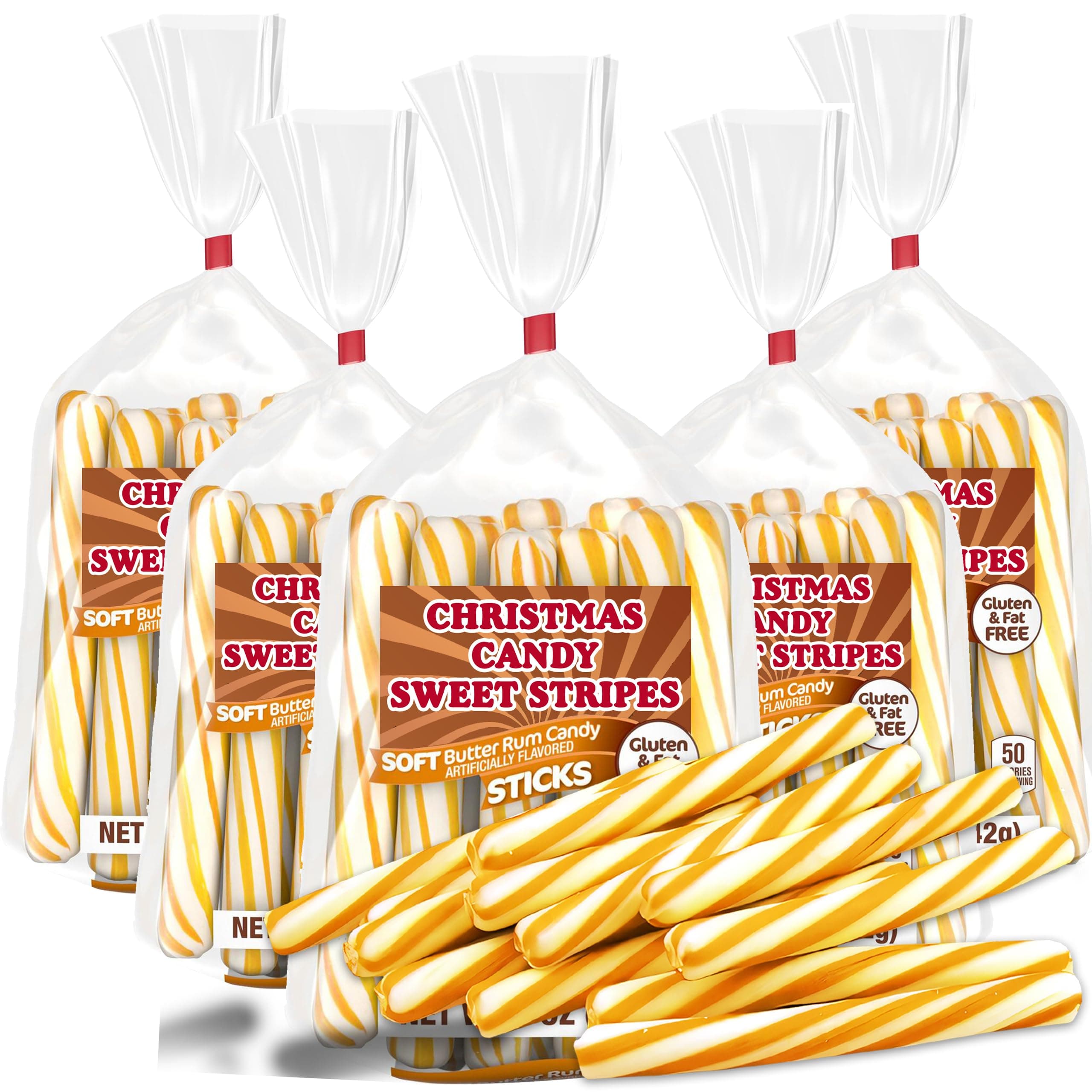 Soft Butter Rum Candy Sticks, 5-Packs, 5 Oz Each, Old-Fashioned Candy Sticks, Soft Butter Rum Flavored Creamy Candy Sticks, Perfect Stirrer for Coffee, Tea, Hot Drinks, Cake Decoration