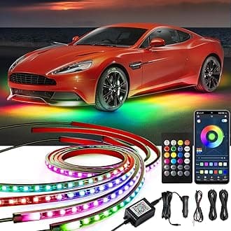 Underglow Kit, RGB-IC Under Car Lights With Dream Color Dancing Chasing, 213 Scene Modes, App and Remote Control, 5 Music Modes LED Lights for All Cars