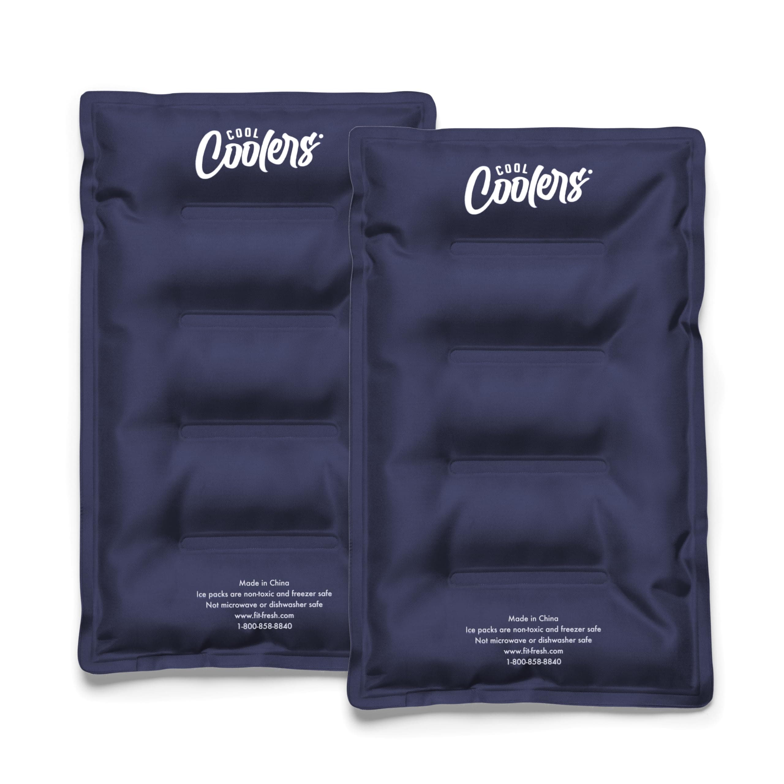 Cool Coolers 2 Pack Soft Ice Packs for Cooler, Flexible Stretch Nylon, Lunch Box Ice Packs, Ice Packs for Lunch Boxes, Large Reusable Freezer Packs, by Fit & Fresh
