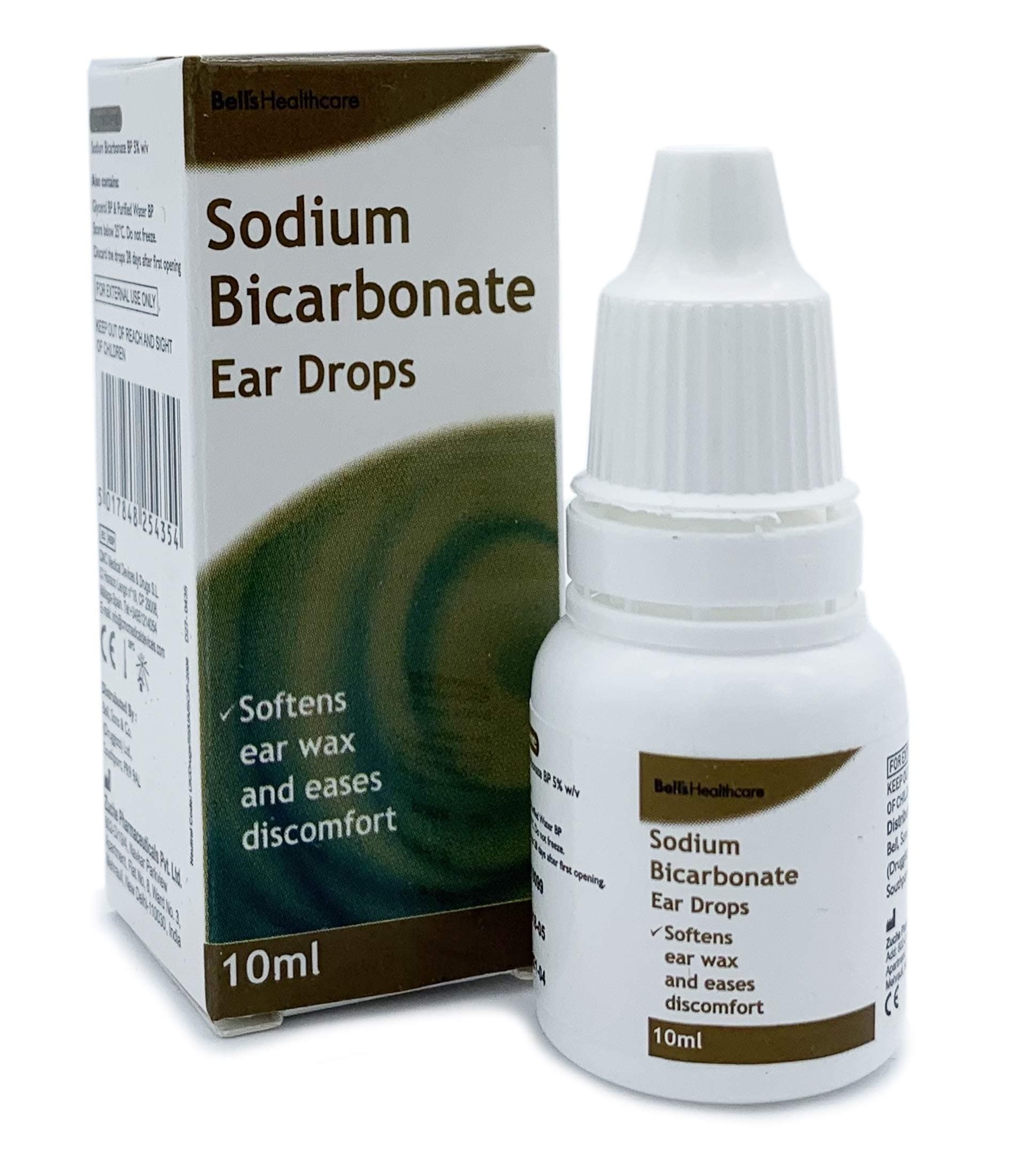 Sodium Bicarbonate 10ml Ear Drops Softens Ear Wax and Eases Discomfort