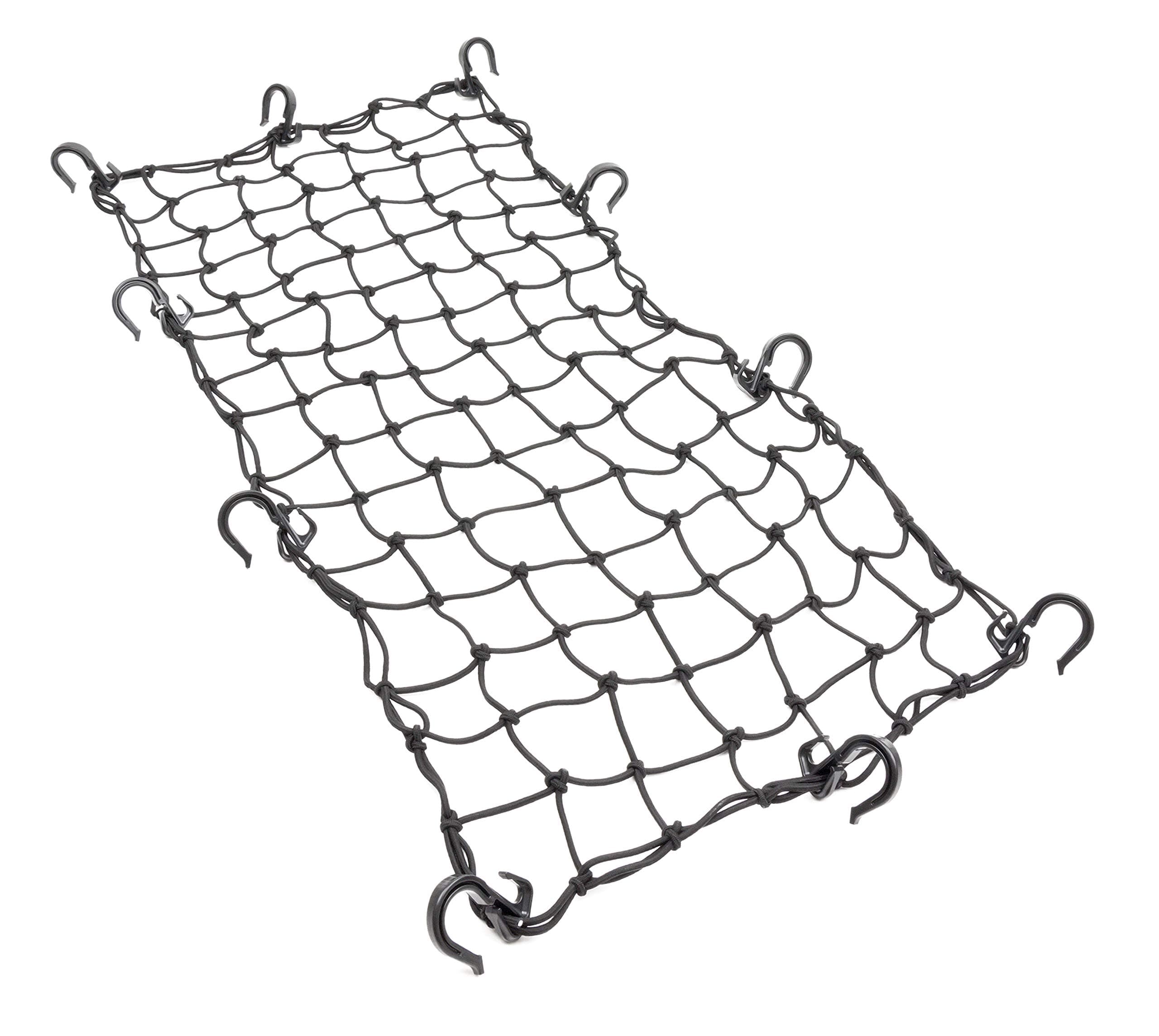 15"x30" PowerTye Mfg Large Cargo Net featuring 10 Adjustable Hooks & Tight 2"x2" Mesh, Black
