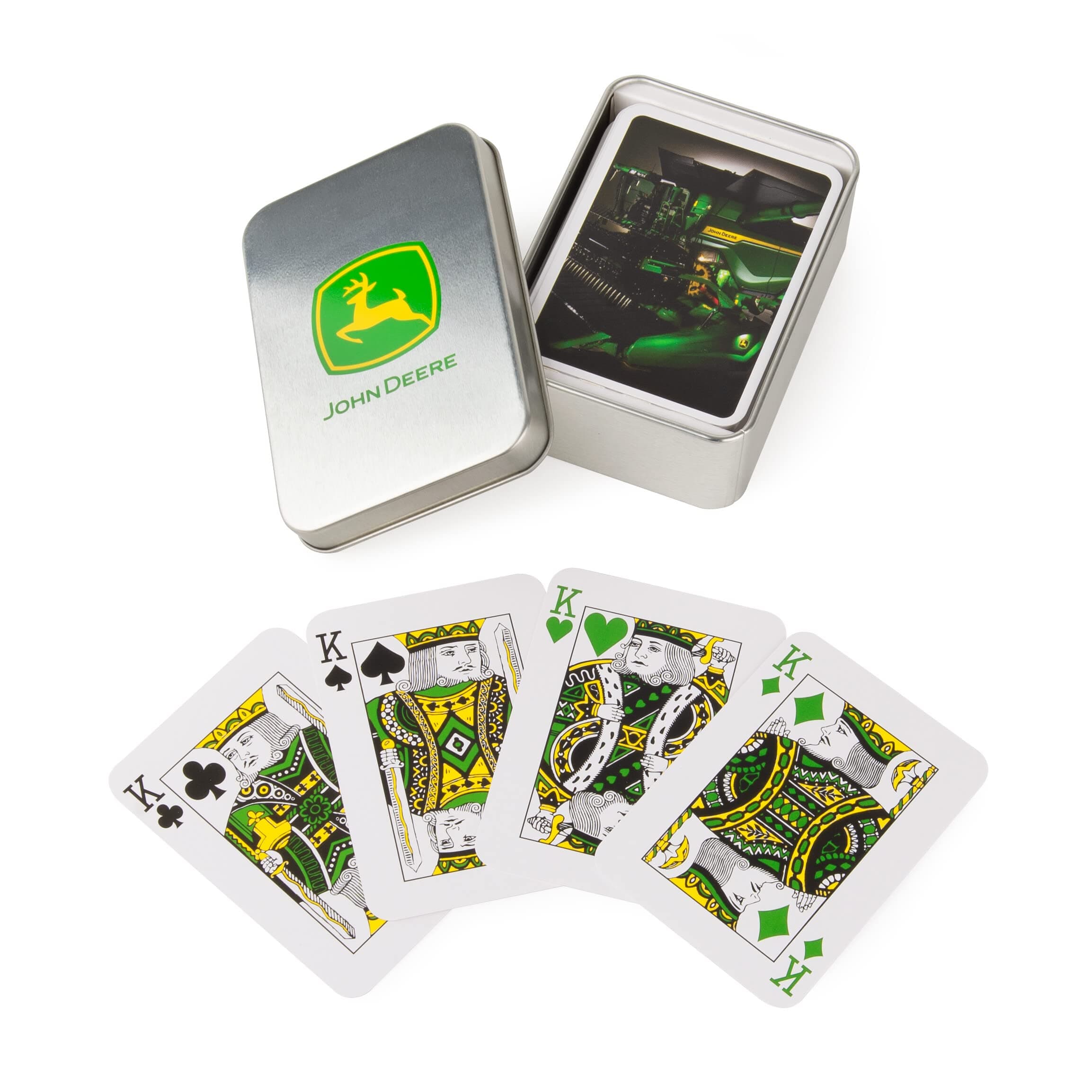 Playing Cards in Tin, 52 Card Deck Featuring John Deere Tractor Image, Includes Collector's Tin Box with Logo, Card Game for Kids Aged 6 Years +