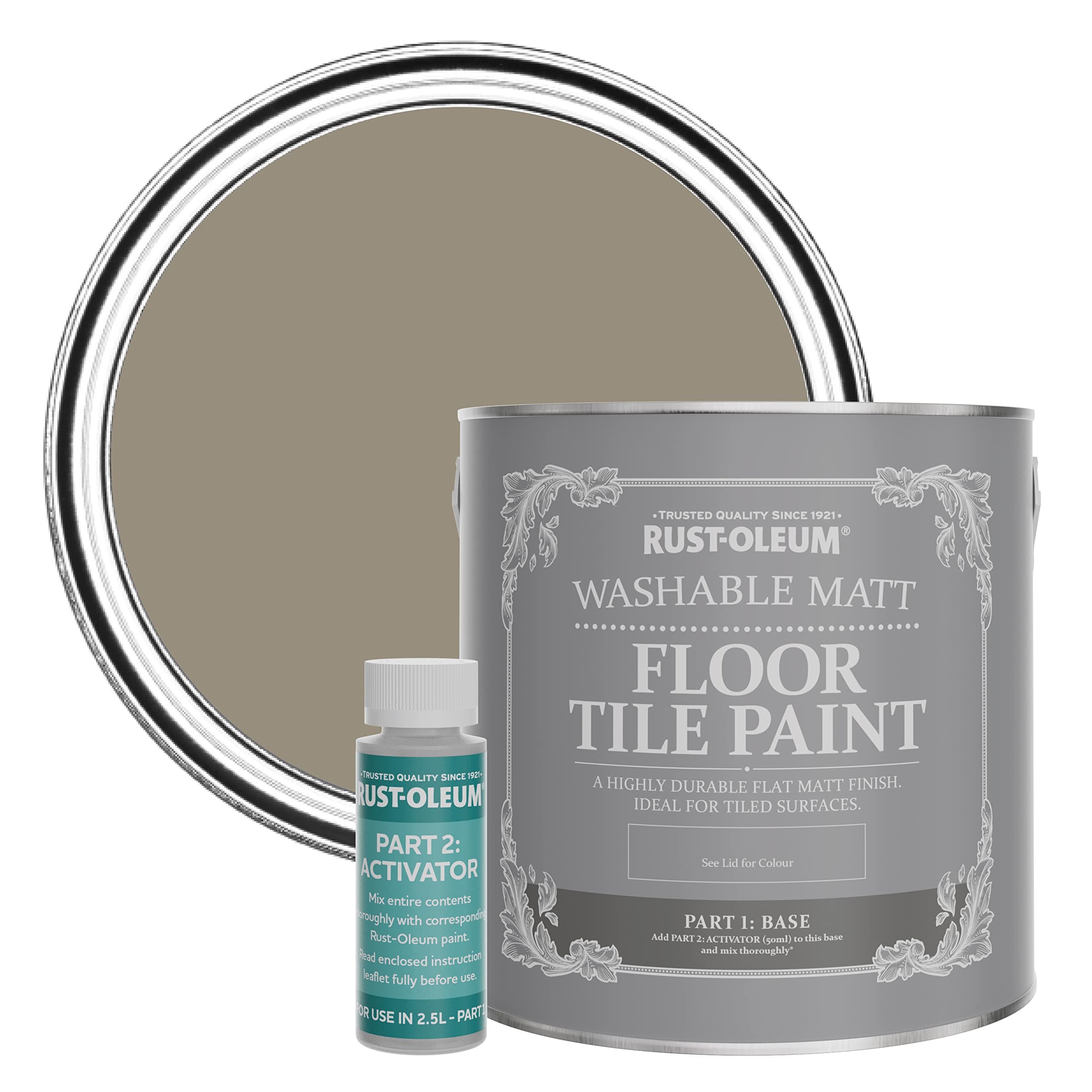 Rust-Oleum Brown Washable Matt Floor Tile Paint - Cocoa 2.5L